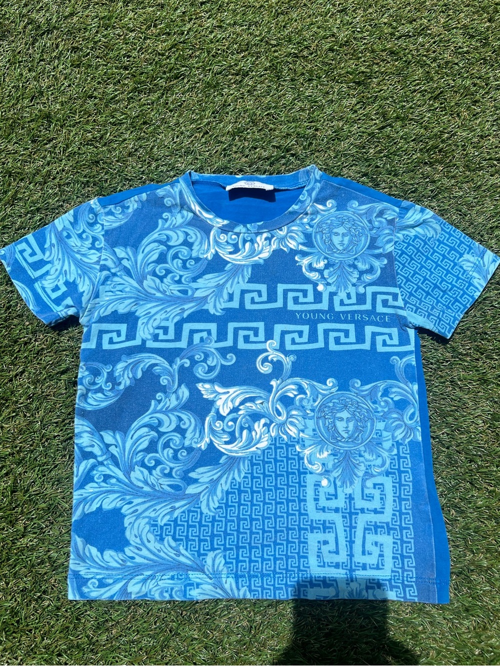 Young Versace Boys Blue Medusa Baroque T-Shirt Made in Italy